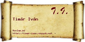 Timár Iván névjegykártya