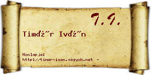 Timár Iván névjegykártya